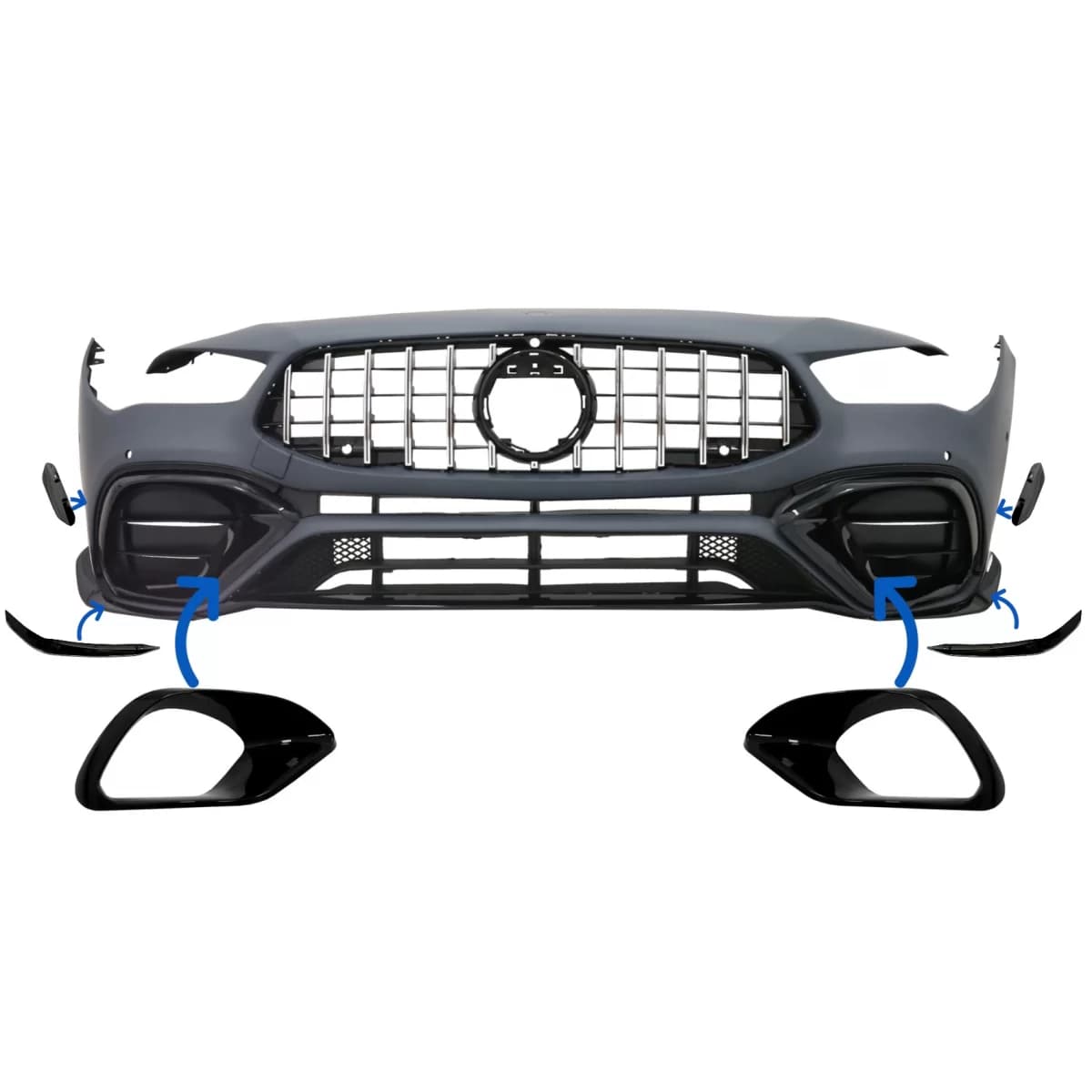 Side Grilles Cover Frames suitable for Mercedes CLA 45 CLA 45S X118 C118 (2019-05.2023) Piano Black