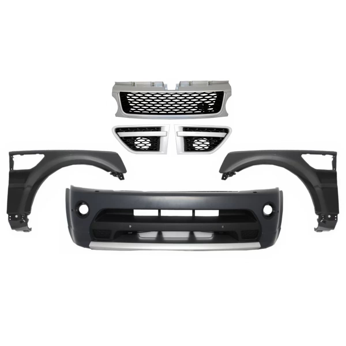 Front Bumper suitable for Land Range Rover Sport L320 Facelift (2009-2013) with Central Grille and Side Vents and Front Fenders Autobiography Design