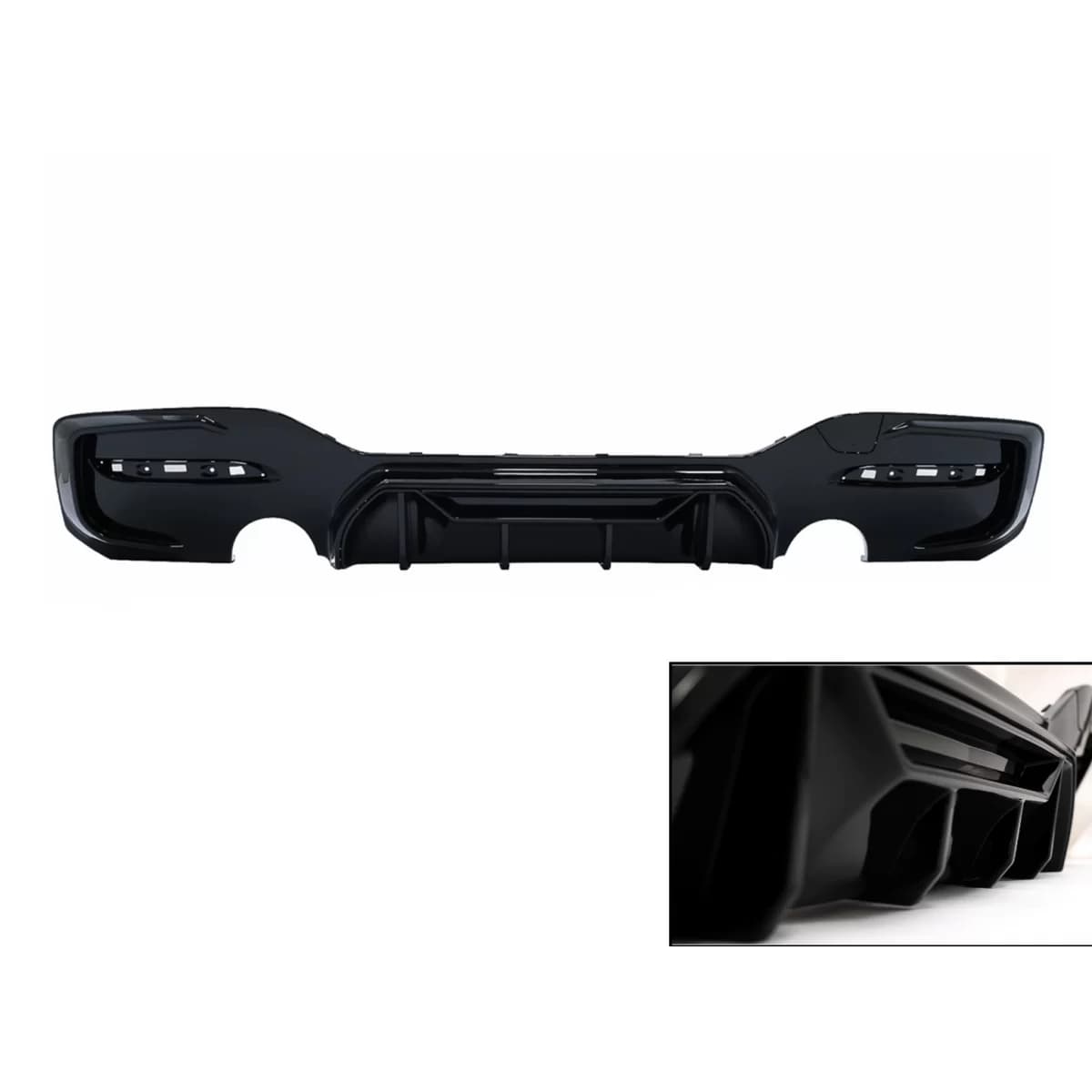 Rear Bumper Spoiler Valance Diffuser Twin Outlet Single suitable for BMW 1 Series F20 F21 LCI (2015-2019) Piano Black Competition Design