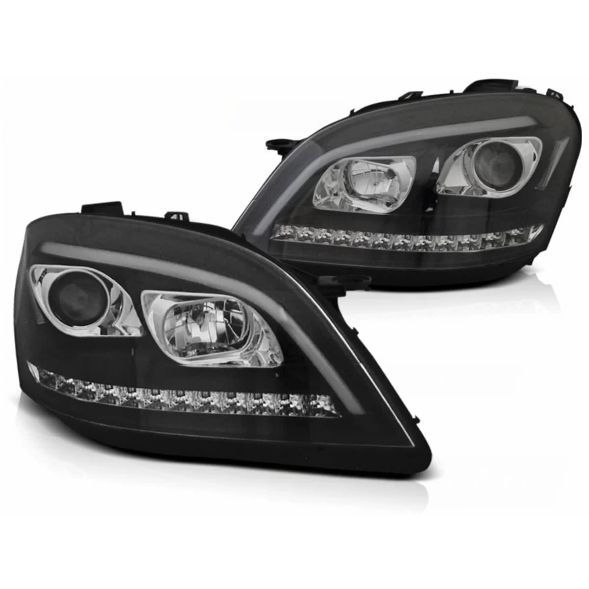 Headlights Tube Light suitable for Mercedes M-Class W164 (2005-2008) Black with Dynamic Turn Signals