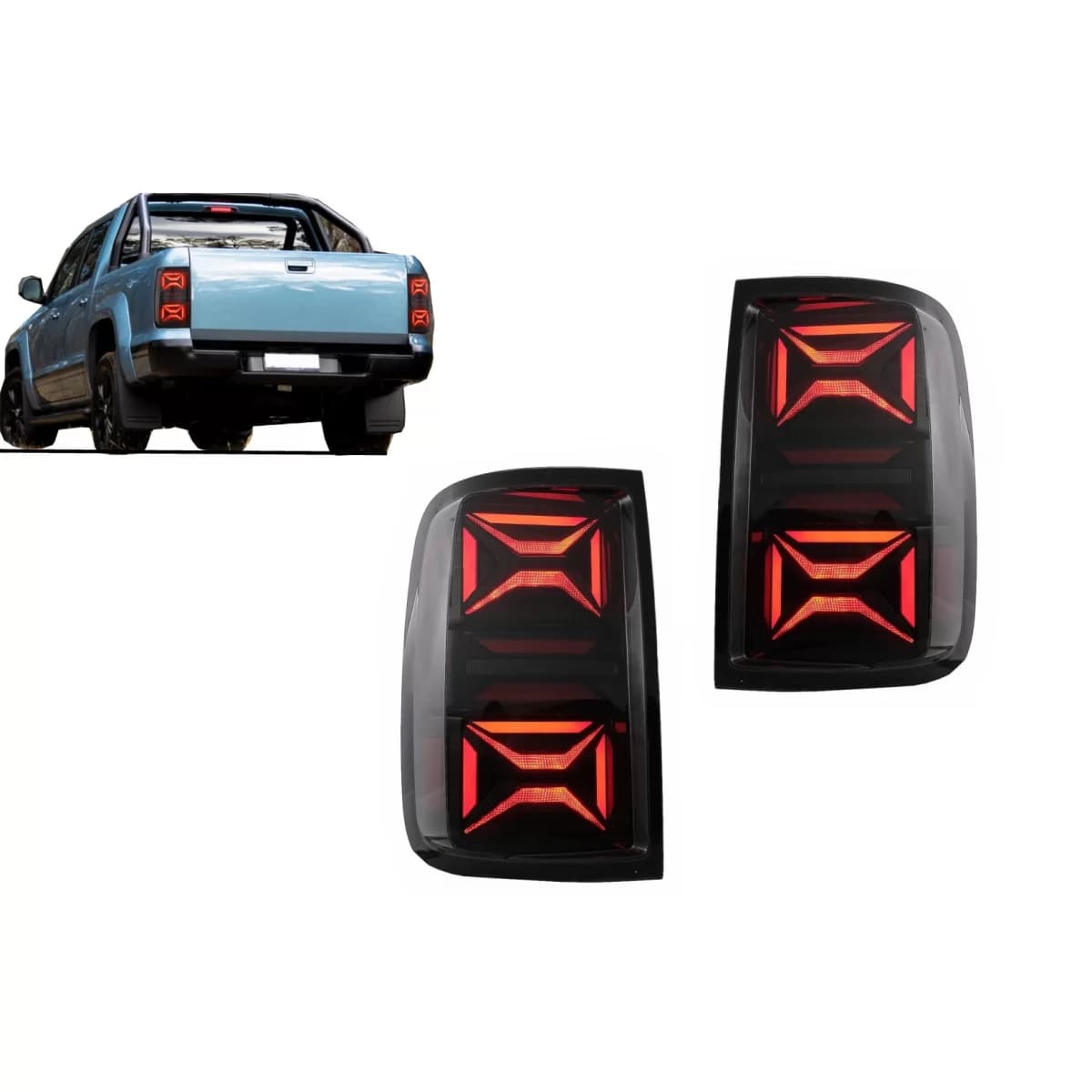 Full LED Taillights suitable for VW Amarok (2010-2020) Dynamic Sequential Turning Light Smoke
