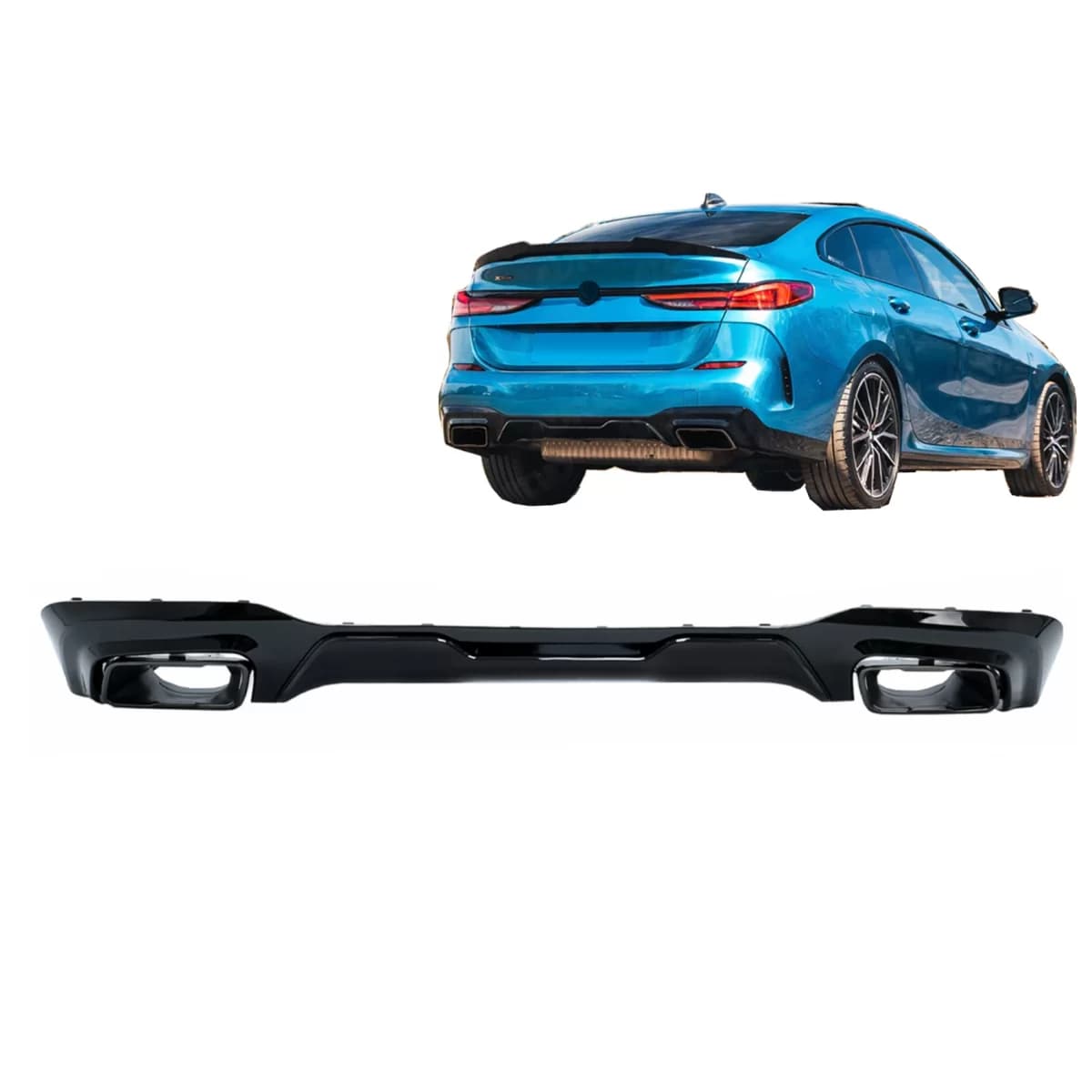 Rear Bumper Valance Diffuser with Black Exhaust Tips suitable for BMW 2 Series F44 Gran Coupé (2020-up) M235I Design