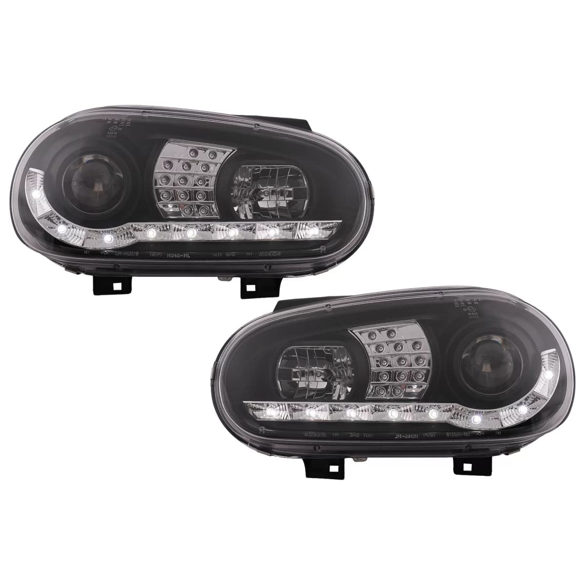 LED Headlights Daylight suitable for VW Golf IV 4 Cabriolet Hatchback Variant (09.1997-09.2003) Black