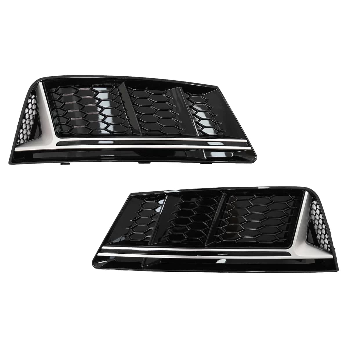 Bumper Lower Grille Covers Side Grilles suitable for Audi A4 B9 Sedan Avant (2016-2018) RS4 Design Silver Edition