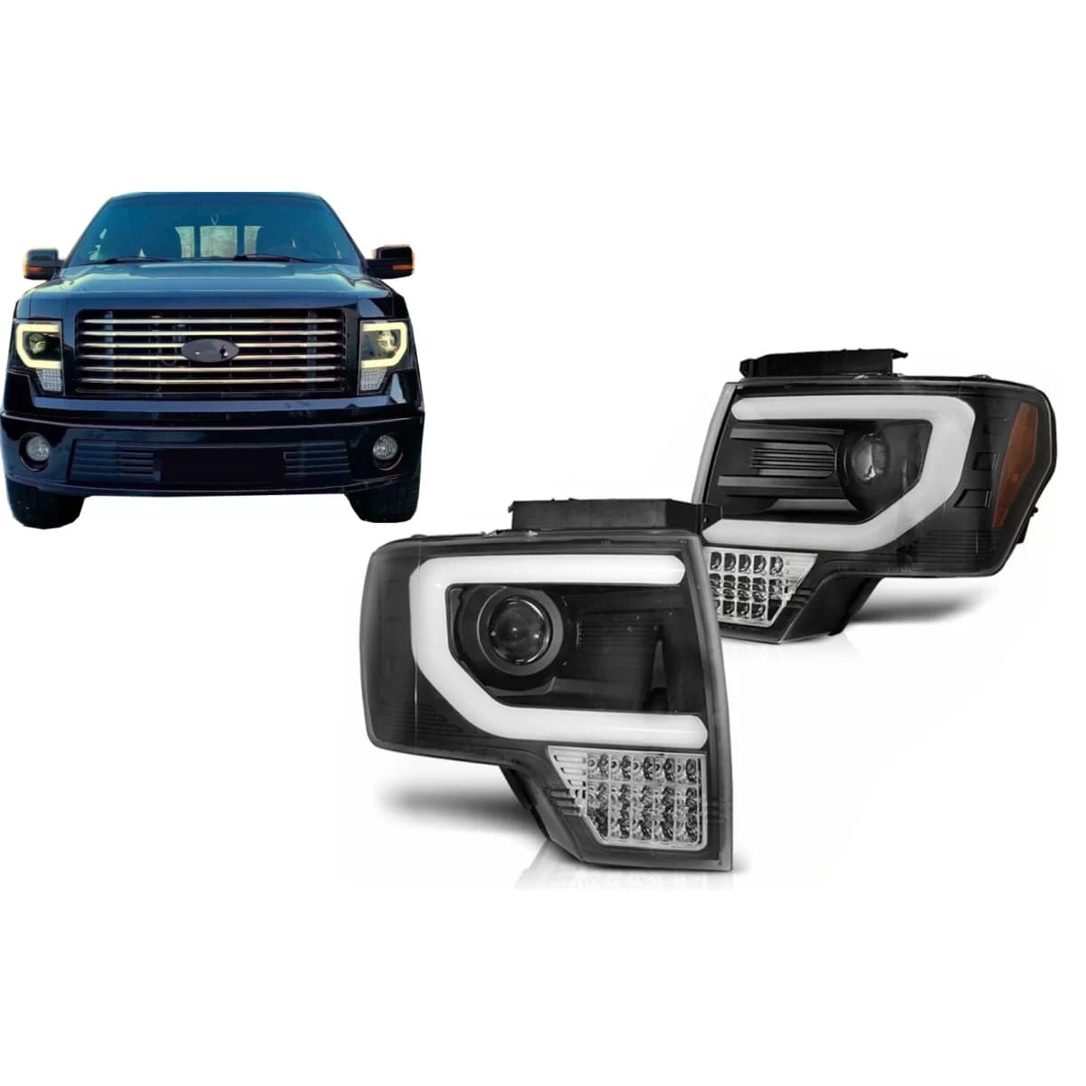 LED Headlights suitable for Ford F150 Mk12 (2008-2014) Black