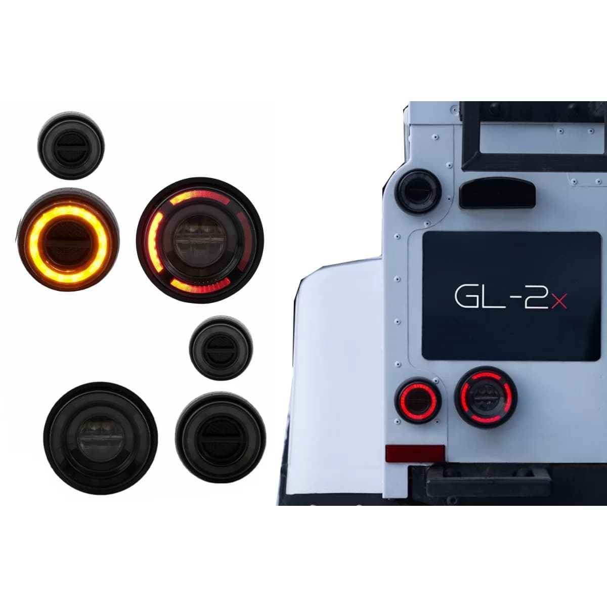 Glohh GL-2X LED Taillights suitable for Land Rover Defender L316 (1990-2016) Smoke Dynamic Sequential Turning Lights