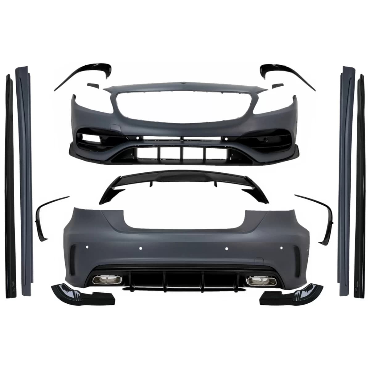 Complete Body Kit suitable for Mercedes A-Class W176 (2012-2018) A45 Design with Spoiler Splitters Fins Aero