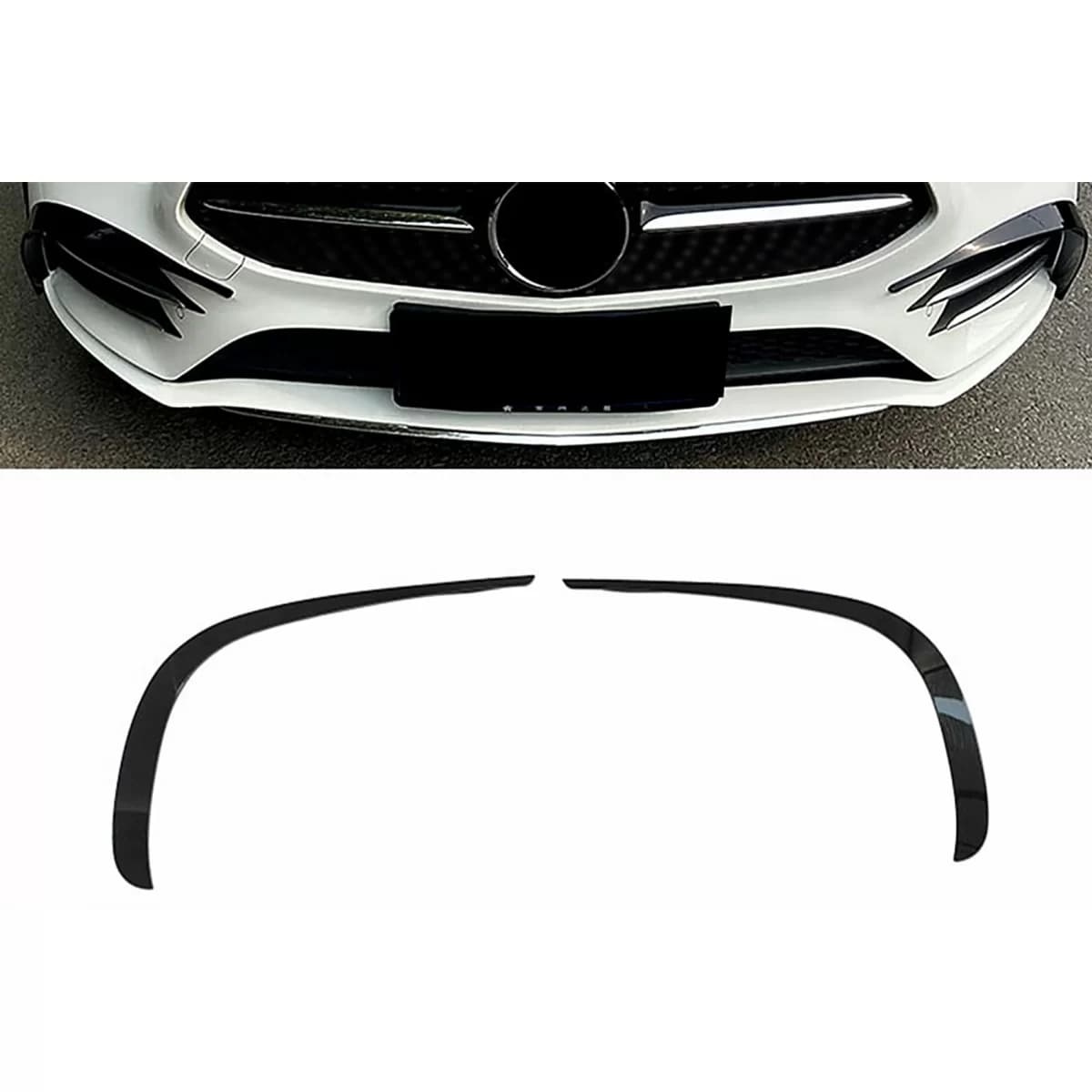 Bumper Splitters Fins Brows Aero Moldings suitable for Mercedes CLS C257 Sport Line (2018-2023) Piano Black