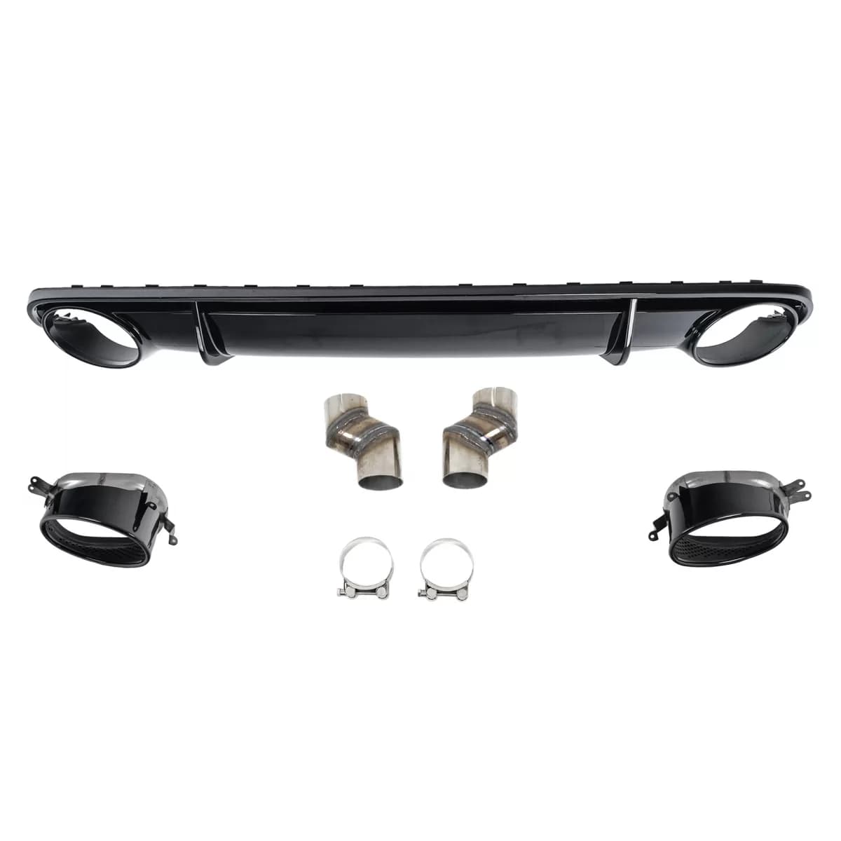 Rear Bumper Valance Diffuser with Exhaust Tips suitable for Audi A4 B8 Limousine Avant Pre Facelift (2007-2011) RS4 Design Black