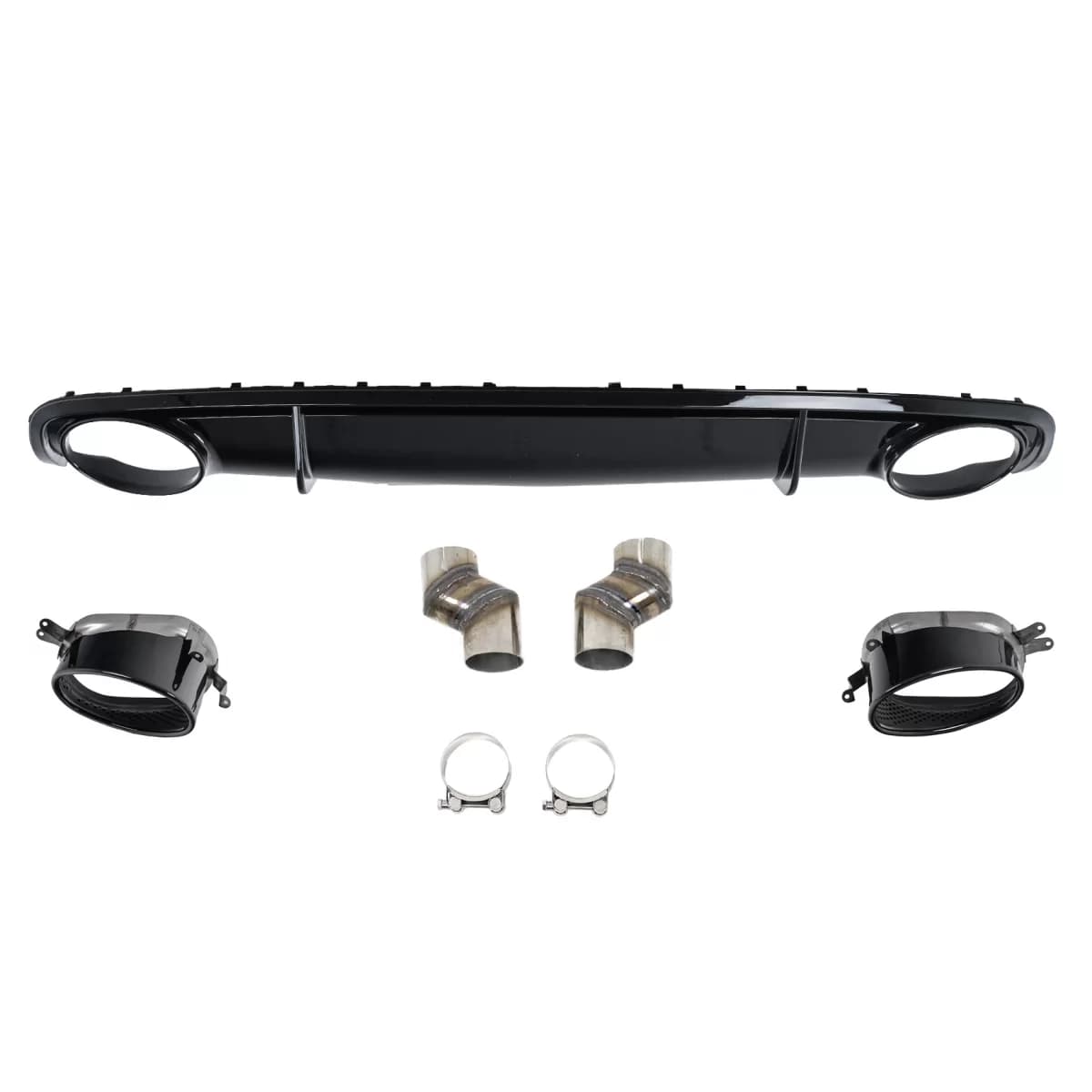 Rear Bumper Valance Diffuser & Exhaust Tips suitable for Audi A4 B8 B8.5 Limousine Avant Facelift (2012-2015) RS4 Design Black