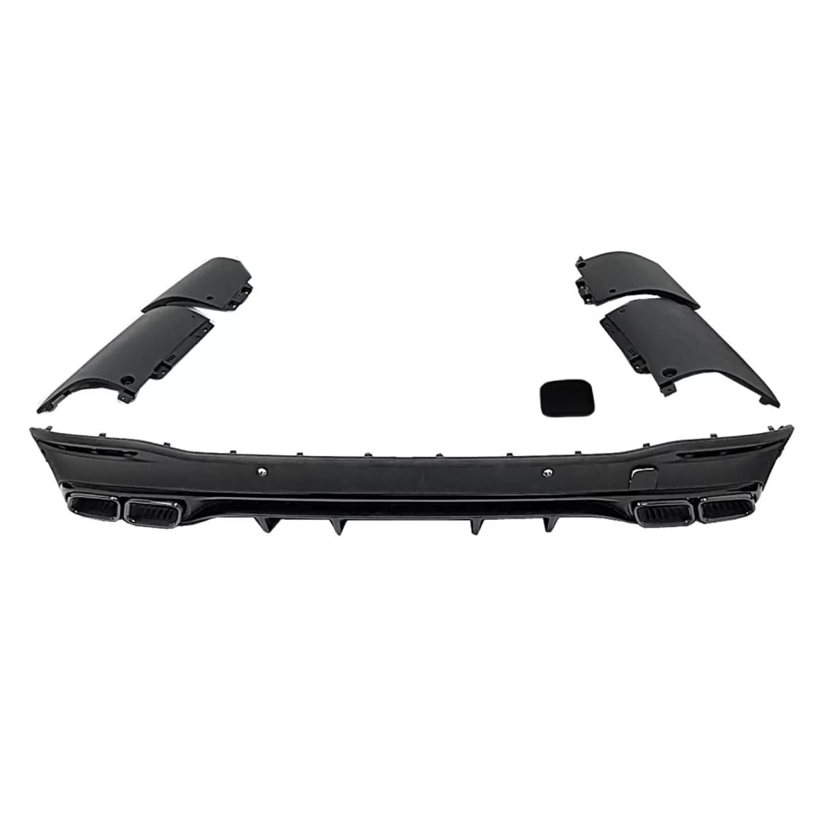 Rear Diffuser with Exhaust Muffler Tips suitable for Mercedes GLE W167 SUV V167 Sport Line (2019-Up) GLE63 Design Full BLack