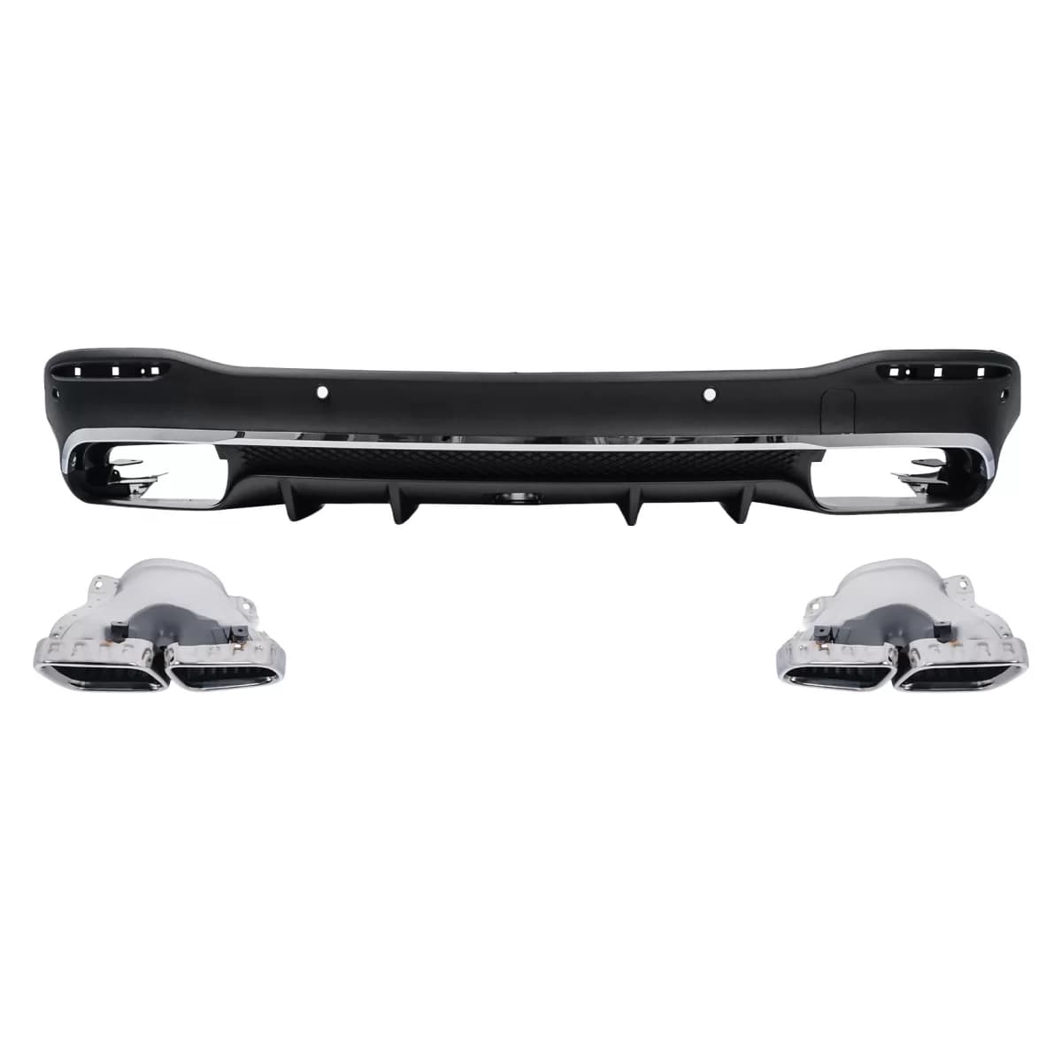 Rear Diffuser with Exhaust Muffler Tips suitable for Mercedes GLE W167 SUV V167 Sport Line (2019-Up) GLE 63 Design