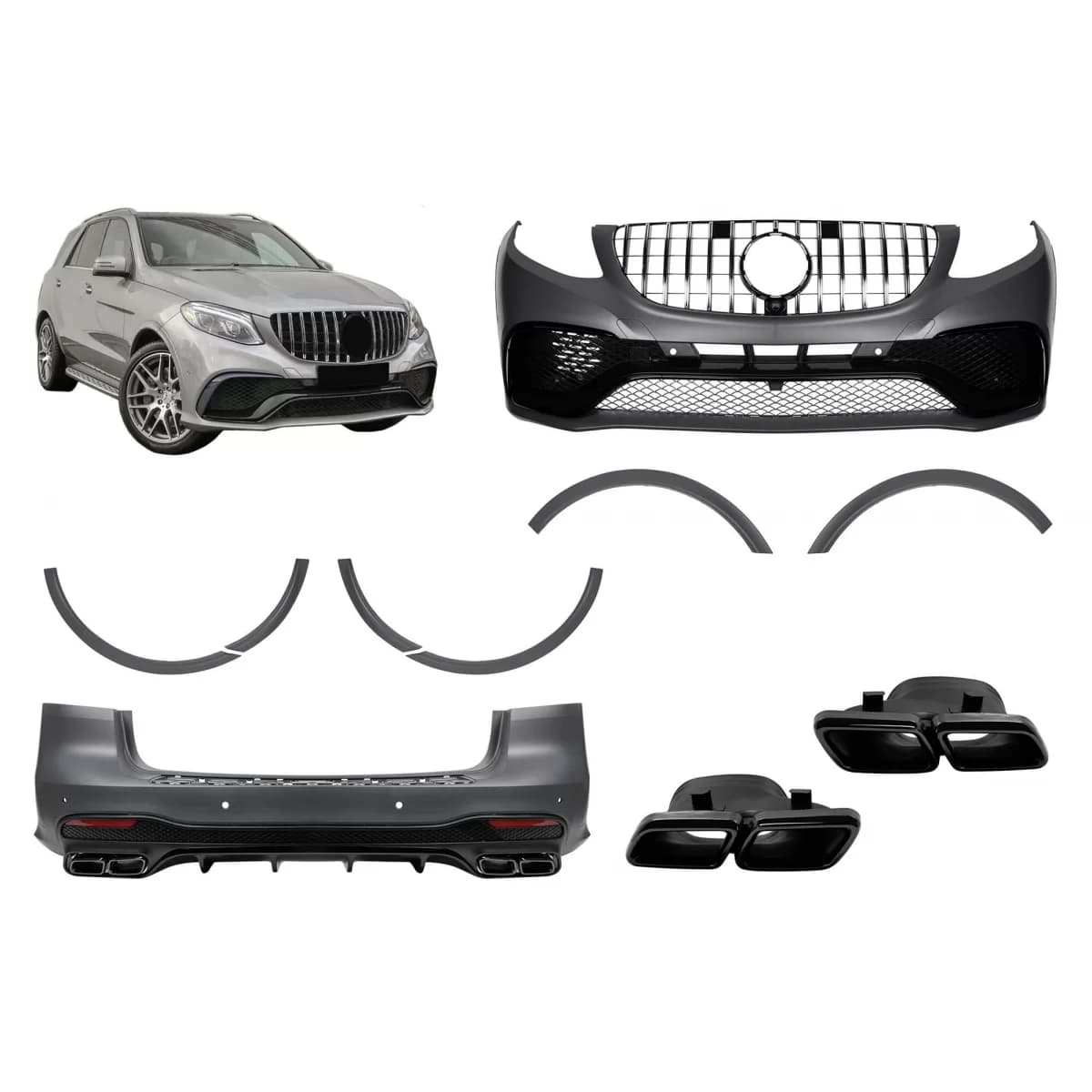 Tuning package type 63 suitable for Mercedes GLE W166 2015-2018 with GT grille
