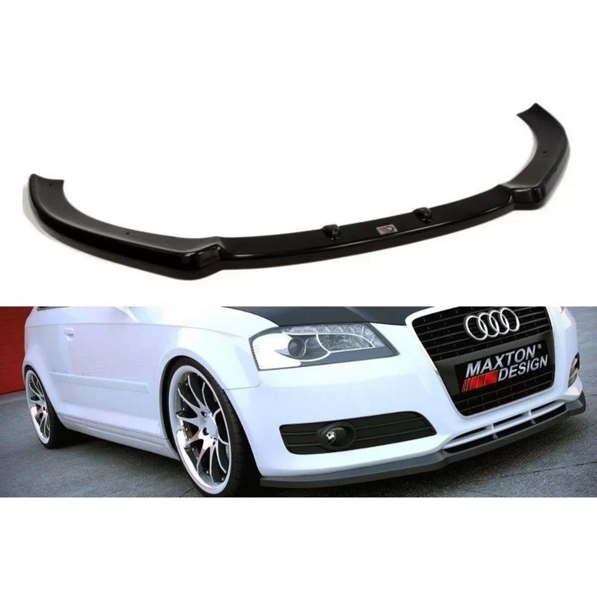 Maxton Design spoiler suitable for standard front bumper of Audi A3 8P 2008-2013, black lacquer