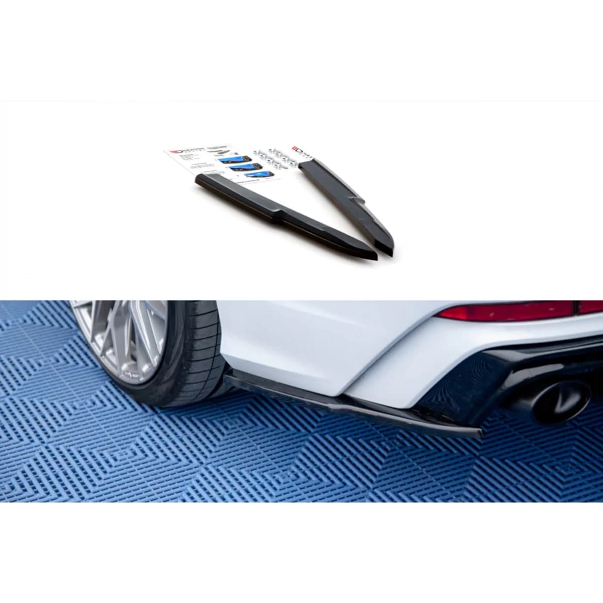 Maxton Design side extensions suitable for rear S-Line bumper on Audi A6 C8 after 2018, black lacquer