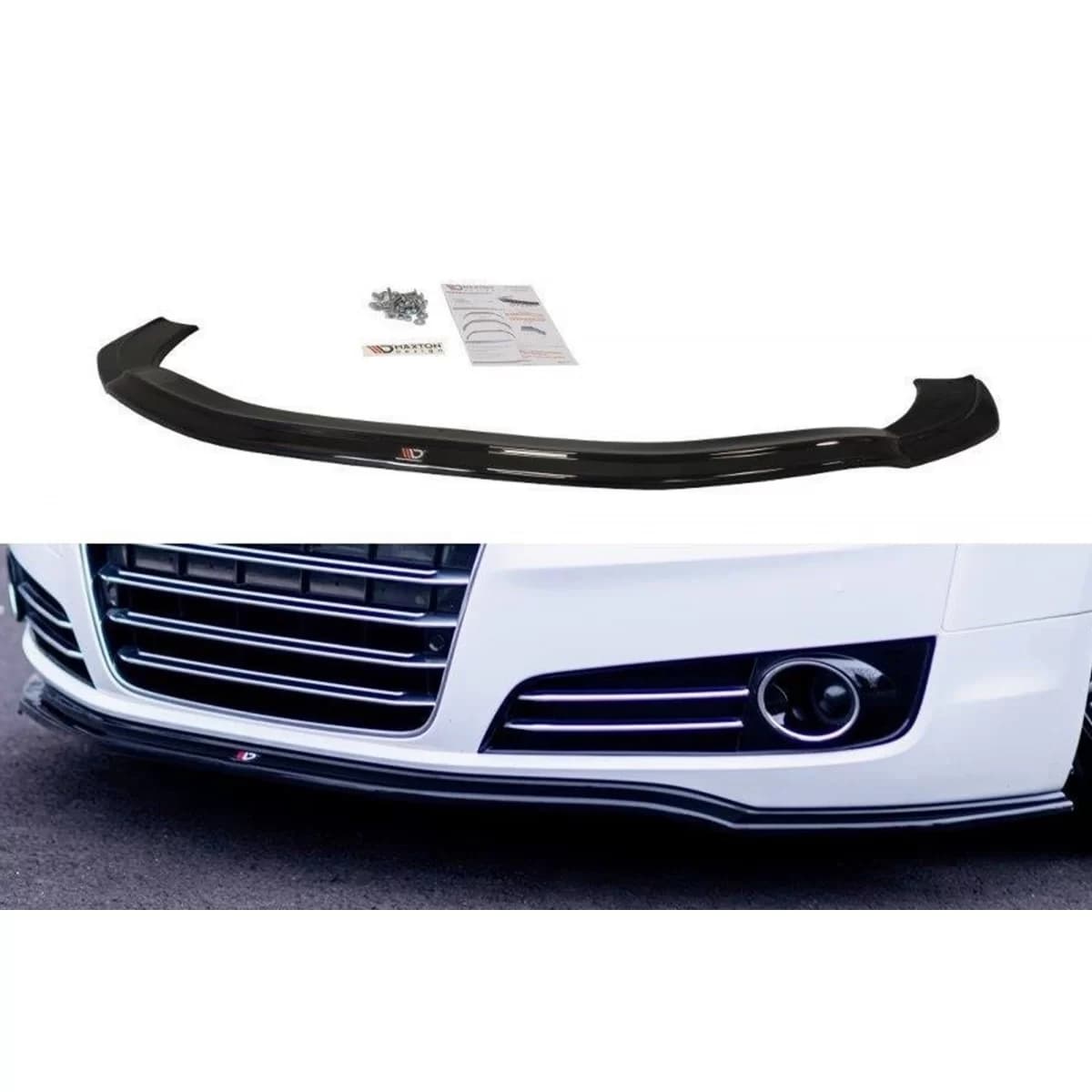 Maxton Design spoiler suitable for standard front bumper of Audi A8 D4 2009-2013, black lacquer