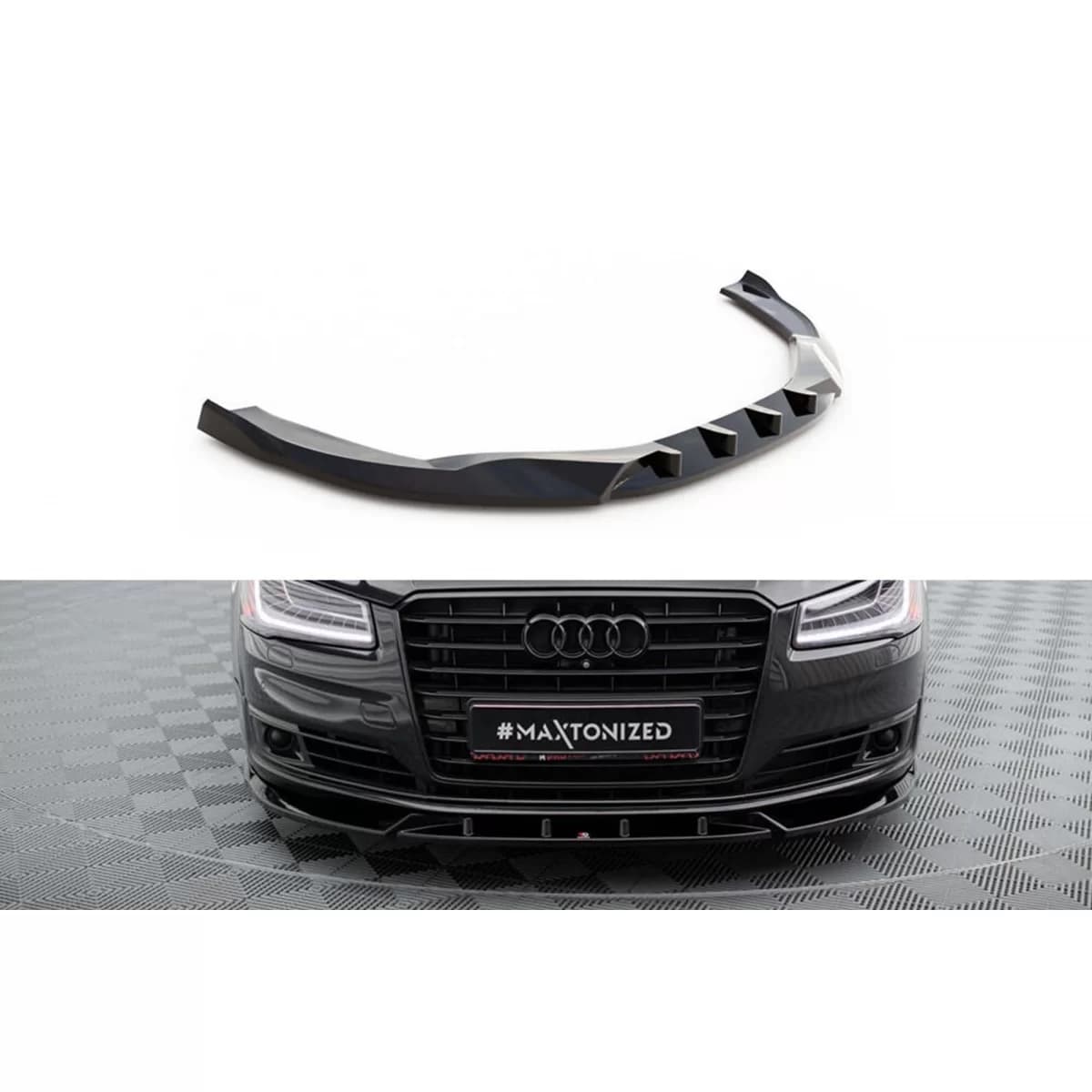 Maxton Design spoiler suitable for front bumper of Audi A8 D4 2013-2017, black lacquer