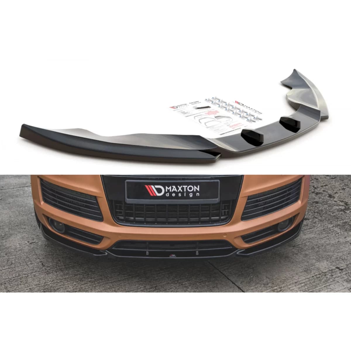 Maxton Design spoiler suitable for front S-Line bumper of Audi Q7 2005-2009, black lacquer