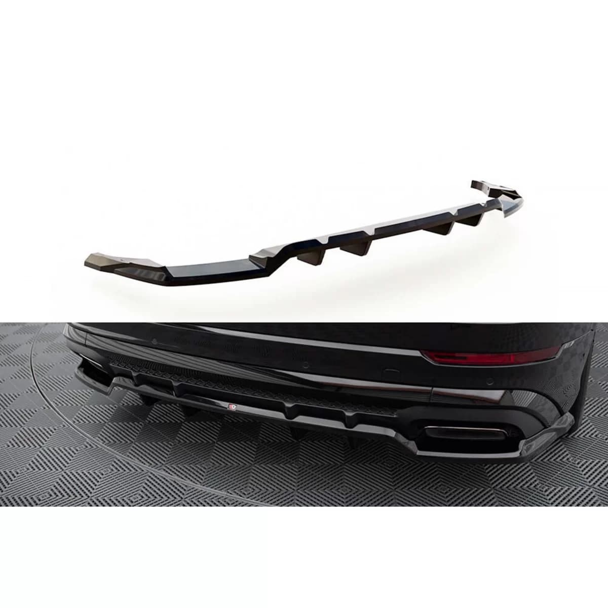 Maxton Design spoiler suitable for rear S-Line bumper on Audi SQ8, Q8 after 2023, black lacquer