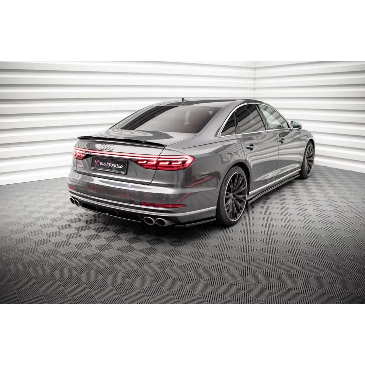 Maxton Design side extensions suitable for rear bumper of Audi S8 D5 2019-2021, carbon color