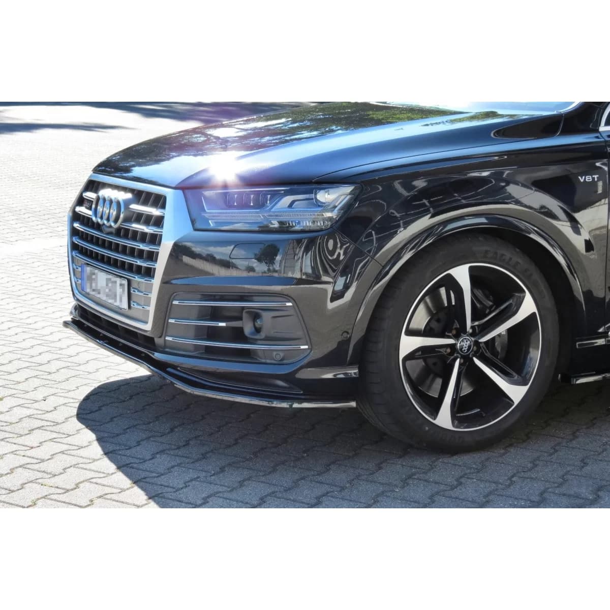 Maxton Design spoiler suitable for front SQ7, S-Line bumper of Audi Q7 2015-2019, black lacquer