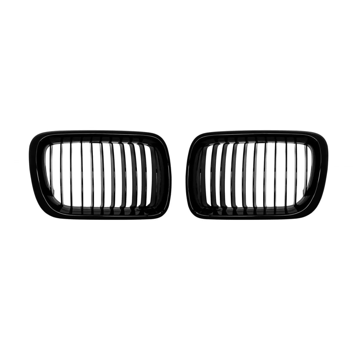 Single rib kidney grilles in black lacquer suitable for BMW 3 Series E36 sedan, touring, coupe, convertible, compact 1997-1999