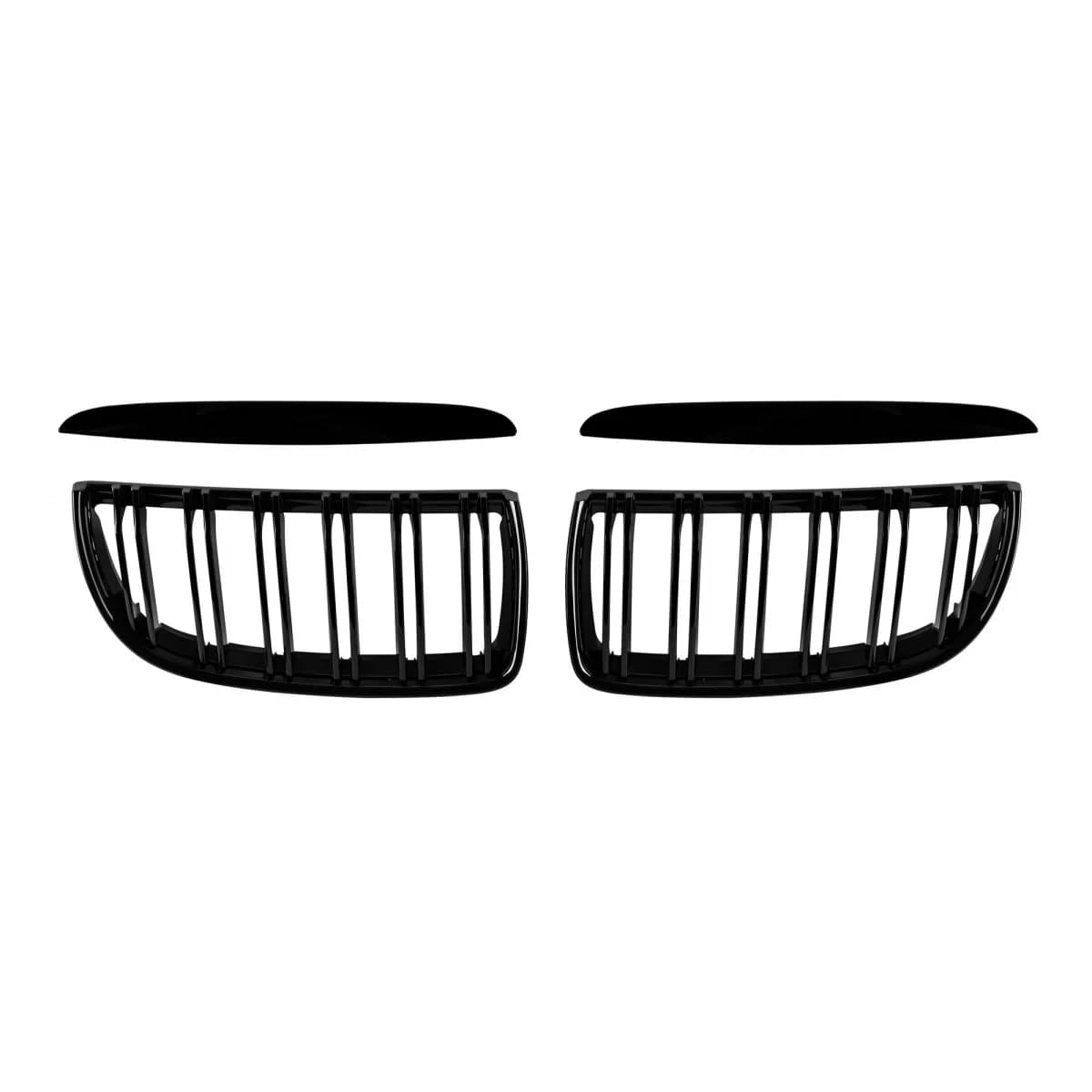 Double slat kidneys in black lacquer suitable for BMW 3 Series E90 sedan, E91 touring 2005-2008