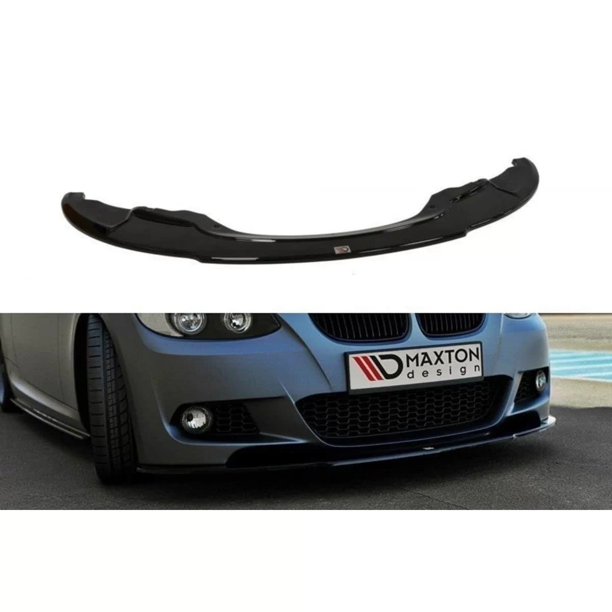 Maxton Design spoiler suitable for front M Technik bumper on BMW 3 Series E92 2006-2010, black lacquer