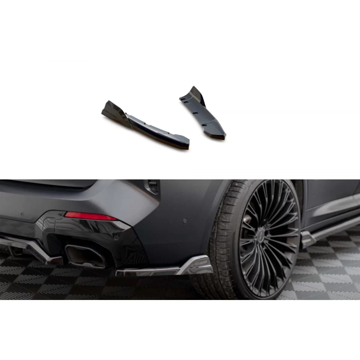 Maxton Design side extensions suitable for rear bumper of BMW X3 with M package G01 after 2021, black lacquer