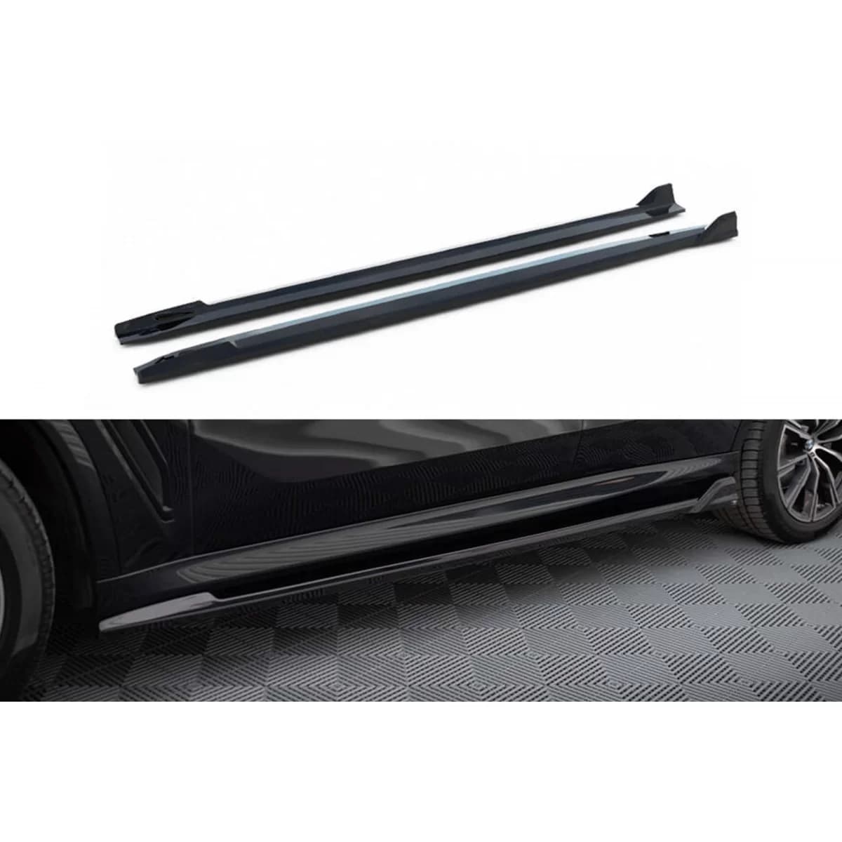 Maxton Design additives suitable for BMW X5 G05 side skirts with M package 2018-2023, black lacquer