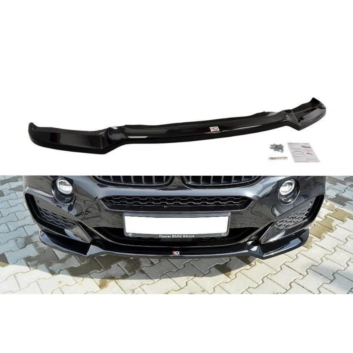 Maxton Design spoiler suitable for front M Technik bumper for BMW X6 F16 after 2014, black lacquer