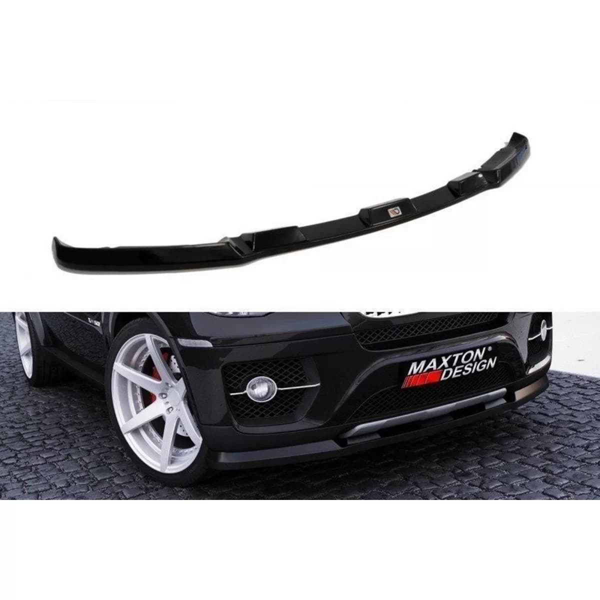 Maxton Design spoiler suitable for standard front bumper for BMW X6 E71 2007-2010, black lacquer