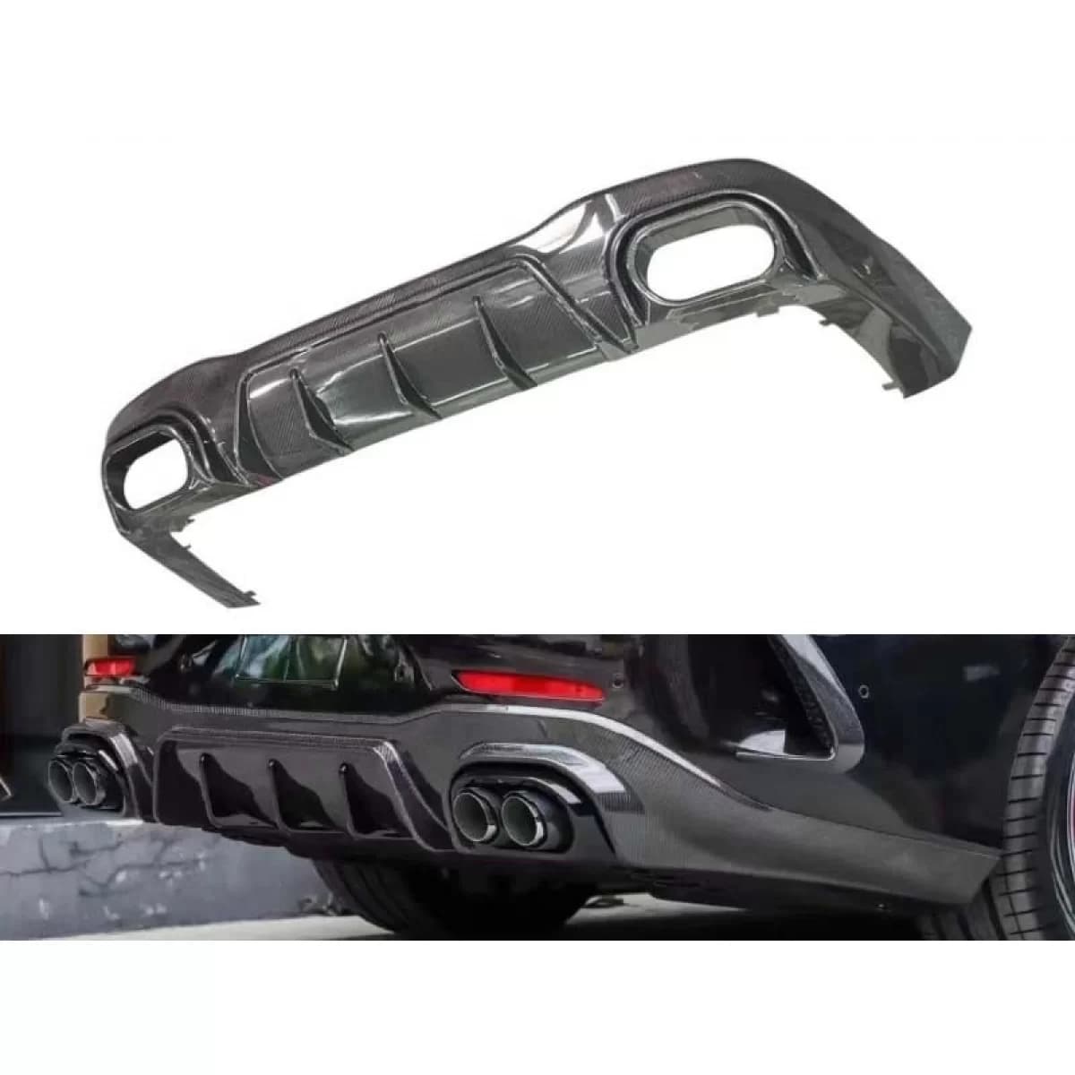 Carbon diffuser type BRBS suitable for rear GT63 bumper of Mercedes A Design GT 4 Door Coupe X290 after 2019