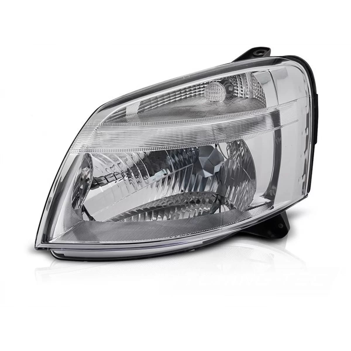 Left reflector headlight suitable for Citroen Berlingo, Peugeot Partner 2002-2010 with chrome base