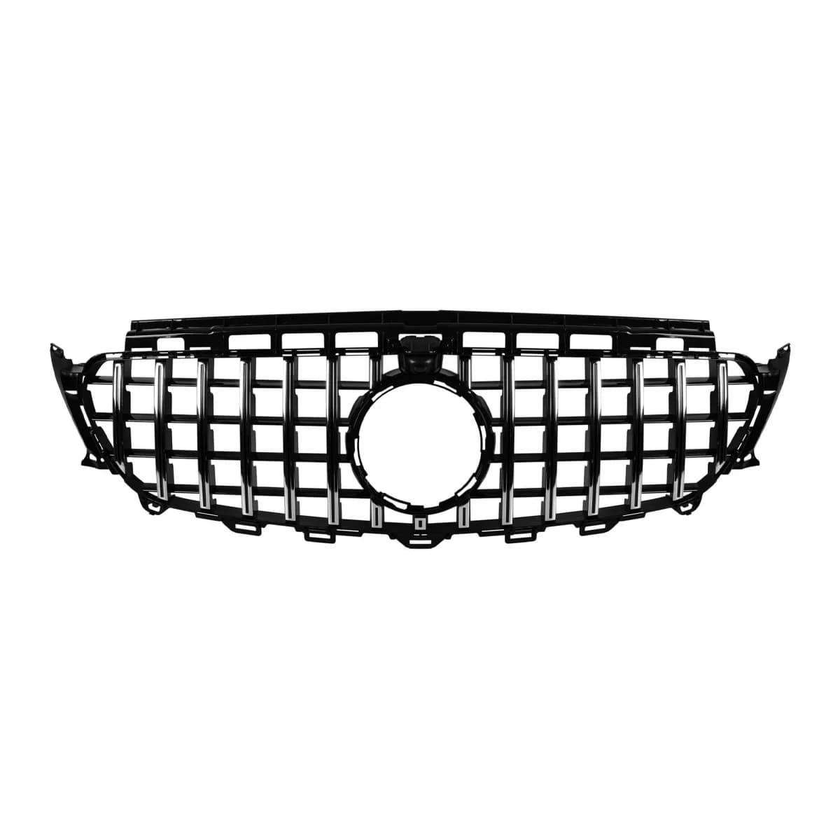Chrome/black GT style grille suitable for Mercedes E-Class W213 sedan, S213 estate, C238 coupe, A238 convertible 2016-2019 with camera opening