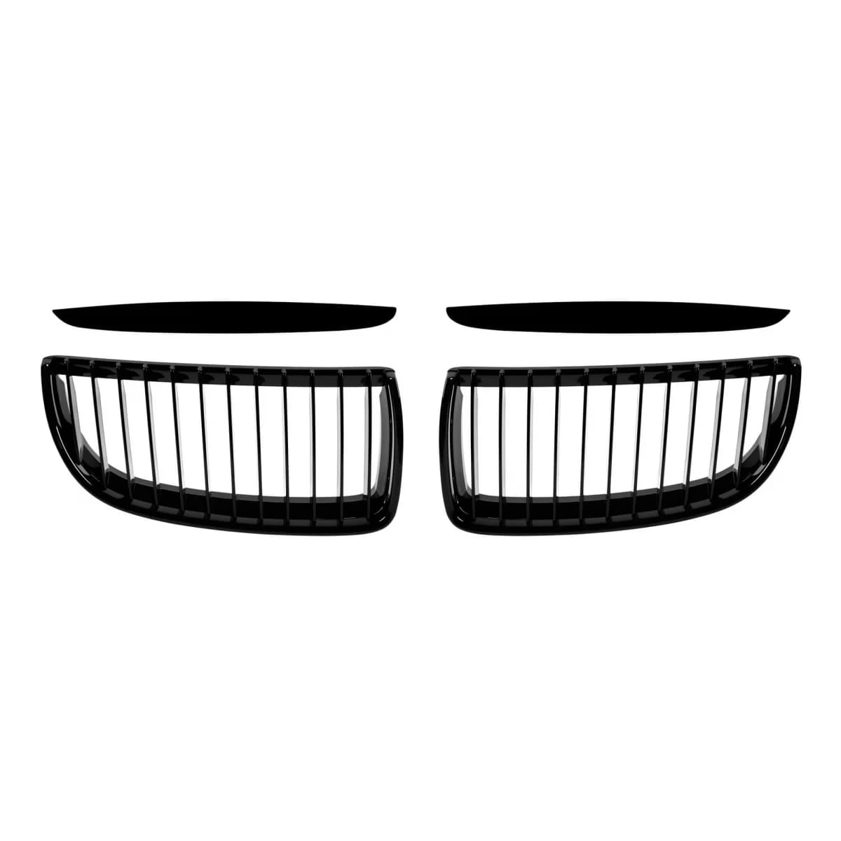 Single rib kidney grilles in black lacquer suitable for BMW 3 Series E90, E91 2005-2007