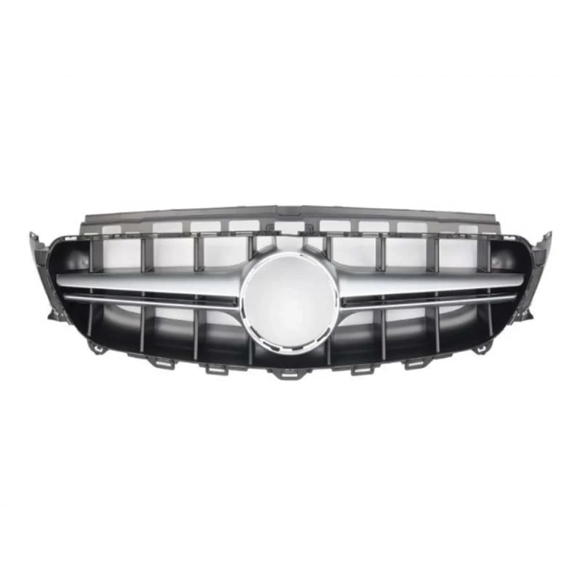 Chrome/black matte grille type E63 A Design suitable for Mercedes E-Class W213 sedan, S213 wagon, C238 coupe, A238 convertible 2016-2019 with camera opening
