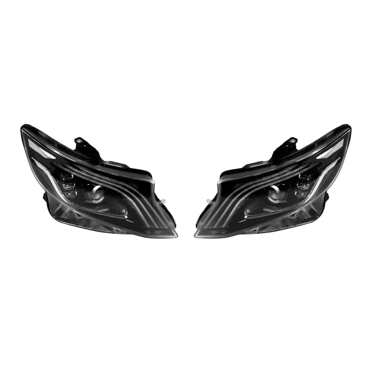 LED tuning headlight set suitable for Mercedes V-Class W447 2014-2023 with black base, left and right