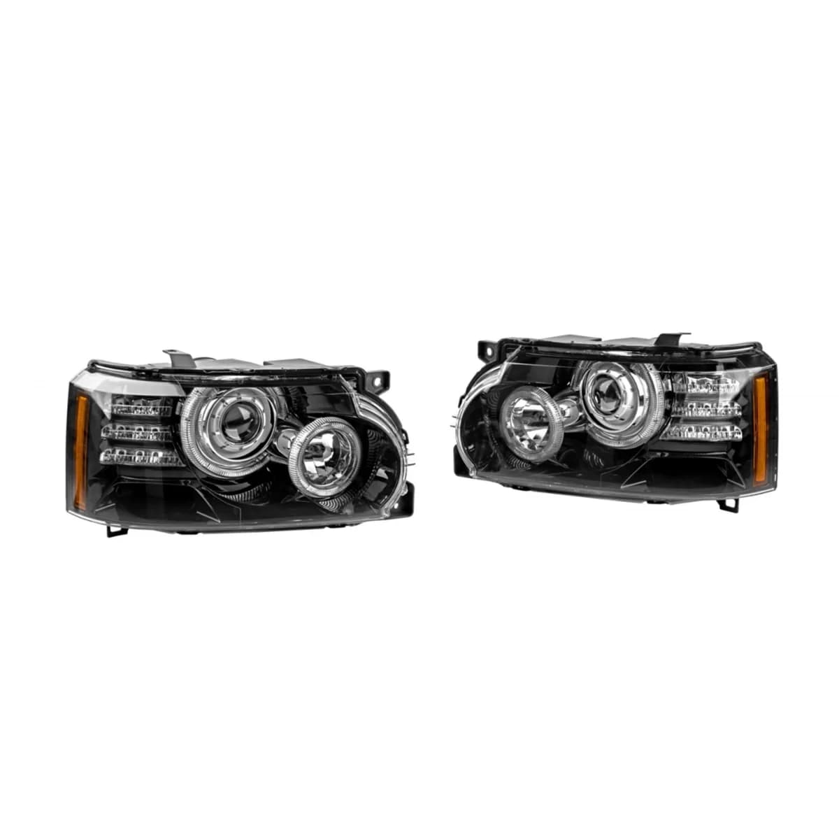 Tuning headlight set suitable for Range Rover Vogue L322 2002-2009 with black base, left and right