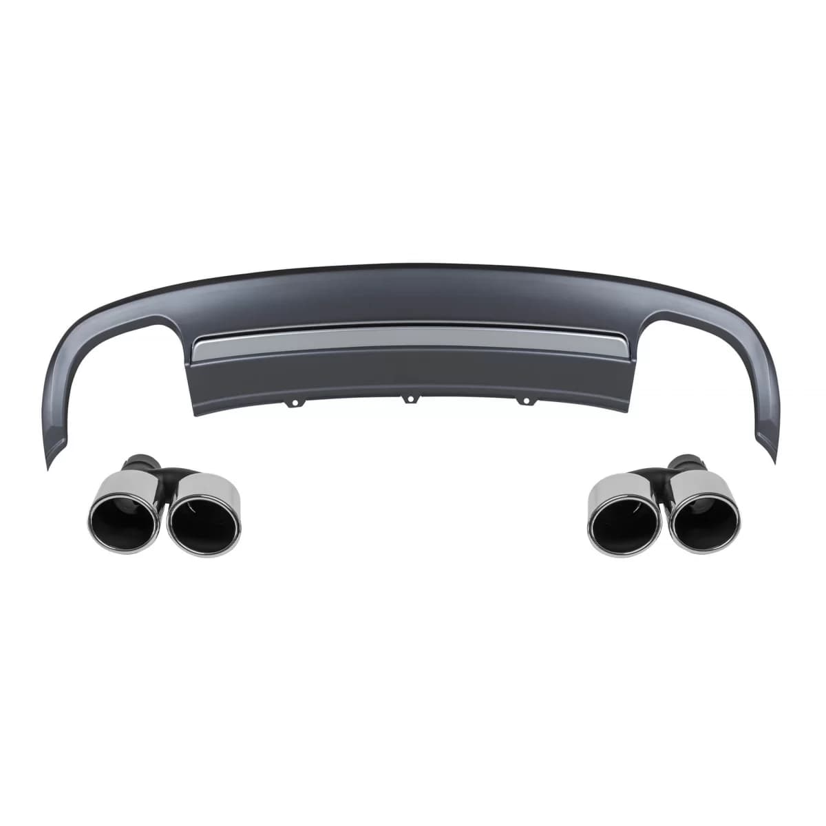 S5 type diffuser with chrome tips suitable for standard rear bumper of Audi A5 coupe, convertible, 2 doors 2012-2016 -oo--oo-