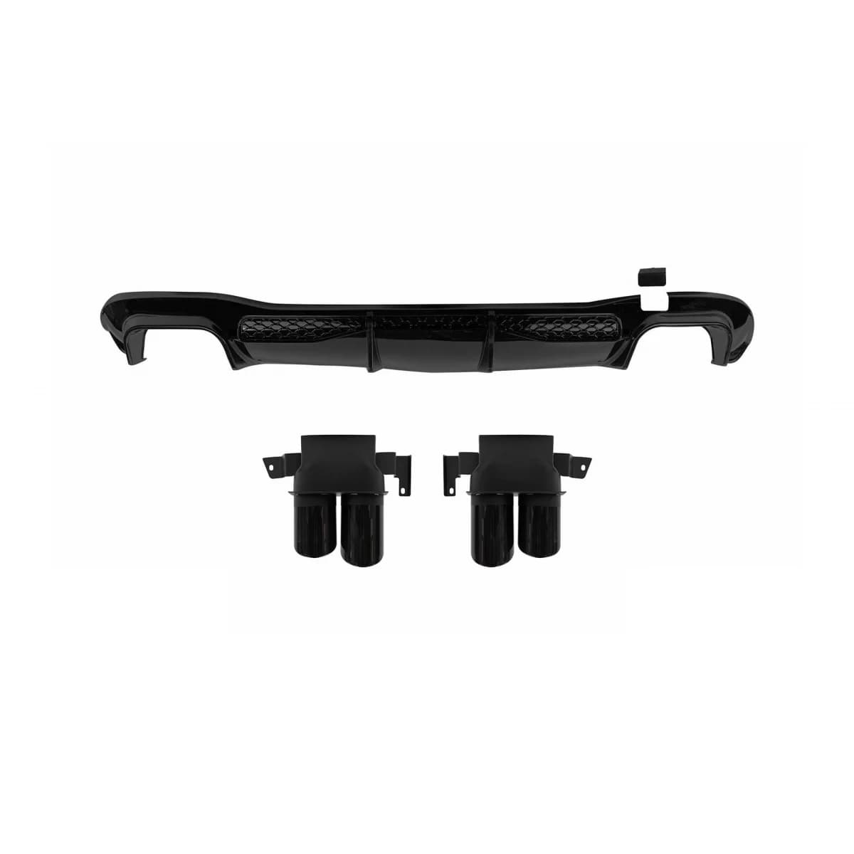 Brabus type diffuser with black tips suitable for rear A Design bumper on Mercedes S-Class W223 after 2020 -oo--oo-