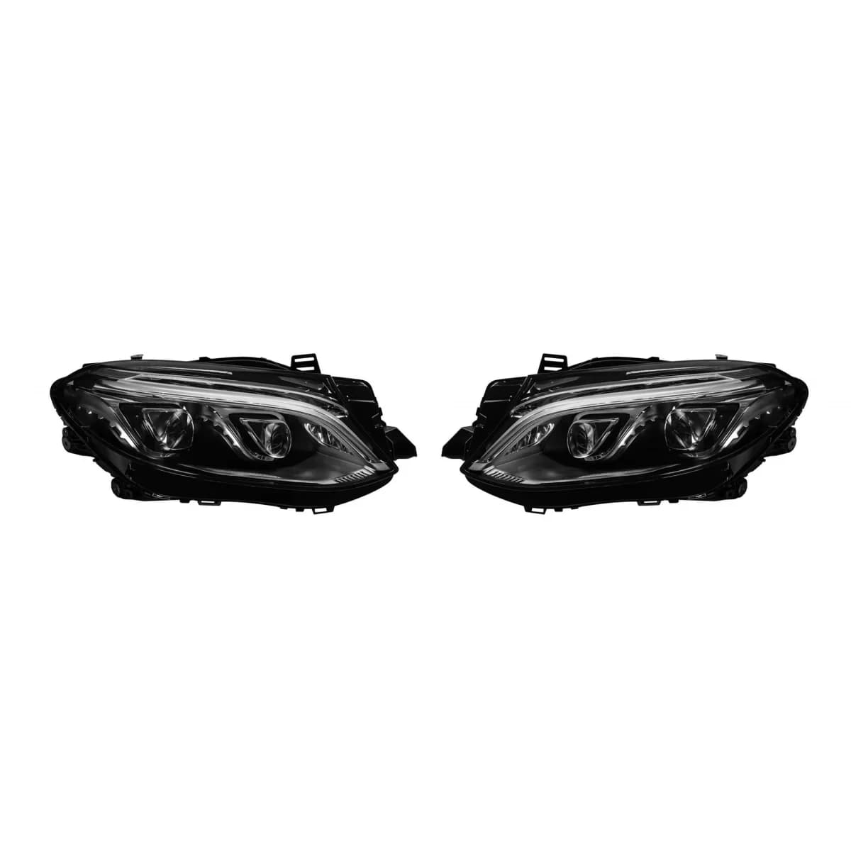 Tuning LED headlight set suitable for Mercedes ML 2012-2015, Black housing, suitable for models with Xenon headlights and GLE 63 style bumper conversion