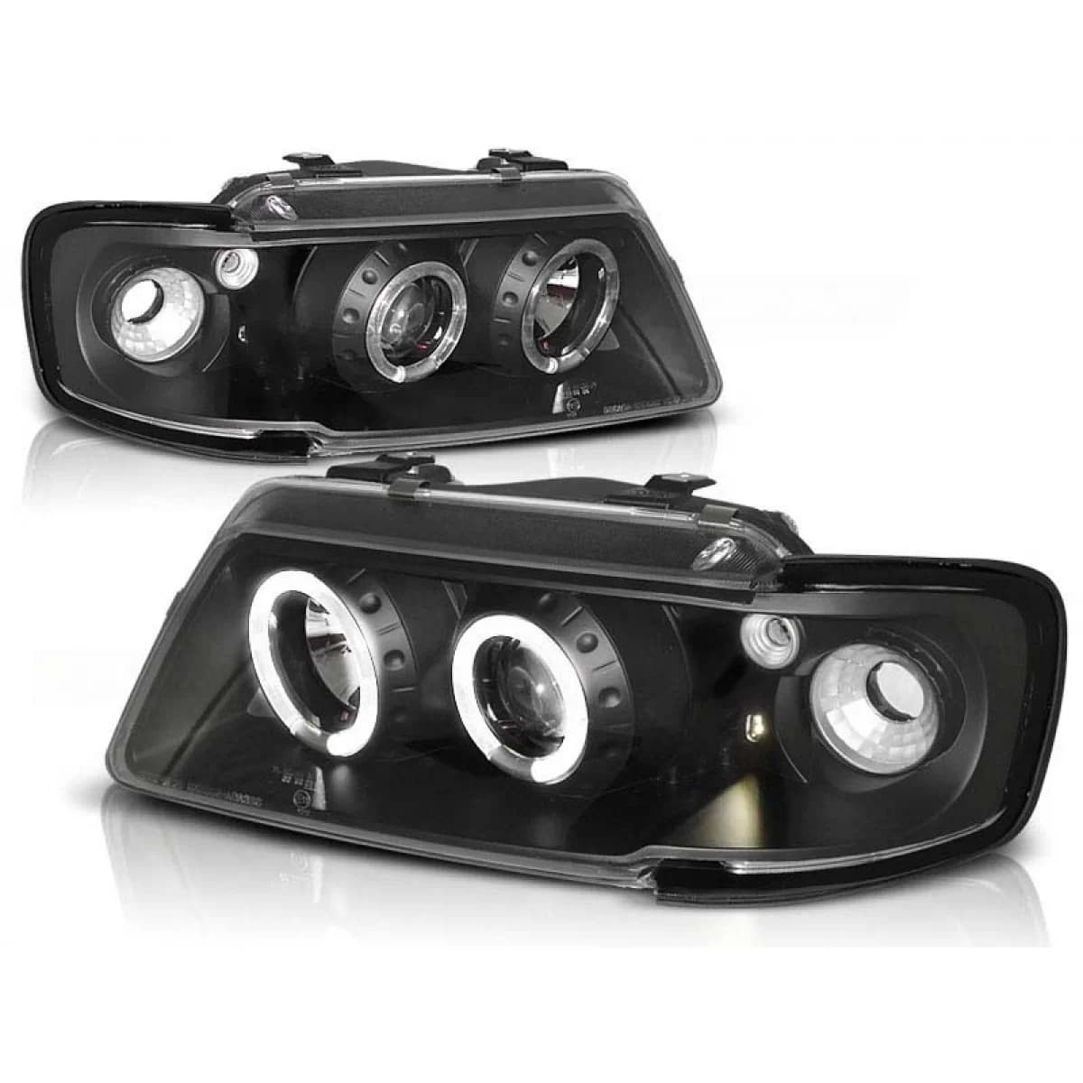 Tuning headlight set with halogen angel eyes suitable for Audi A3 8L 08.1996-08.2000, left and right