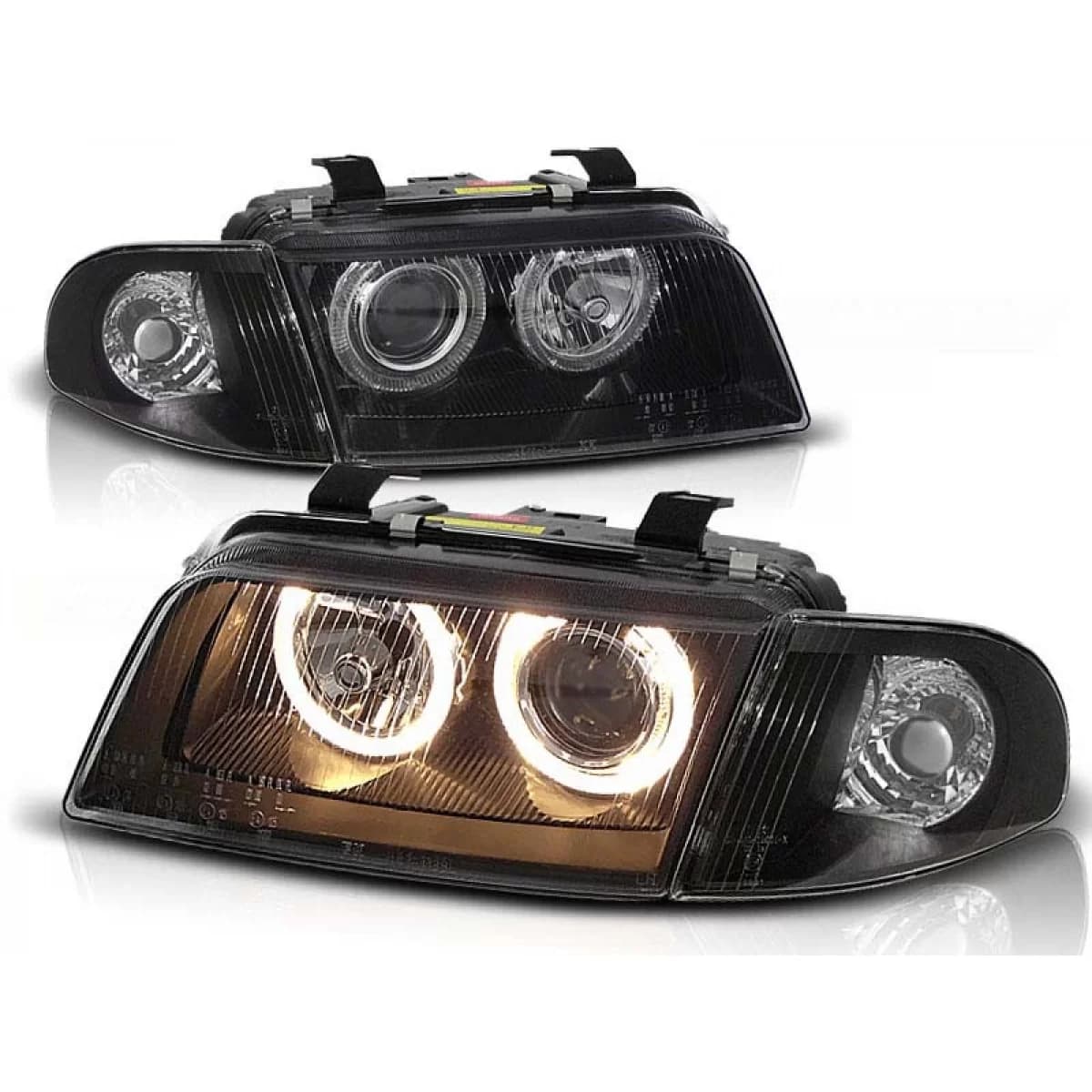Tuning headlight kit with halogen angel eyes suitable for Audi A4 B5 11.1994-12.1998 sedan/wagon, left and right