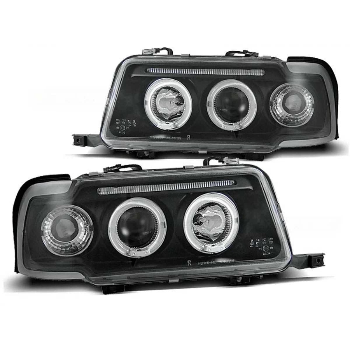 Tuning headlight set with halogen angel eyes suitable for Audi 80 B4 09.1991-04.1996, left and right