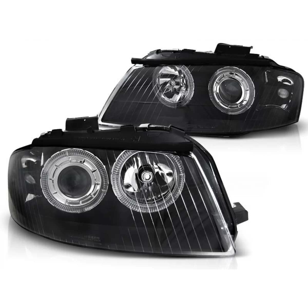 Tuning headlight kit with halogen angel eyes suitable for Audi A3 8P 05.2003-03.2008 3D/5D, left and right