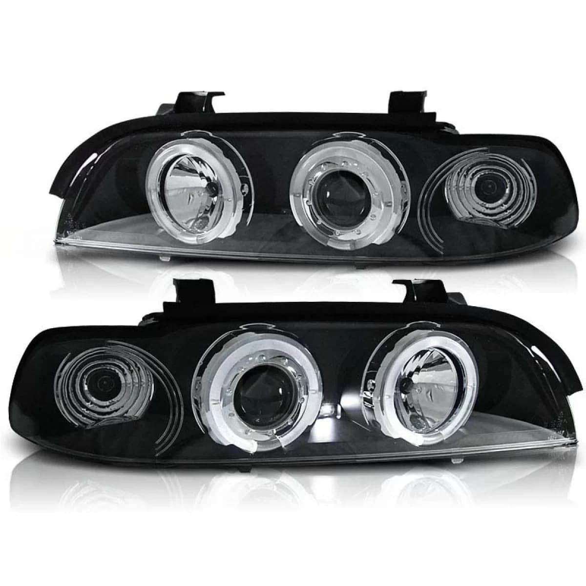 Tuning headlight kit with halogen angel eyes suitable for BMW E39 09.1995-05.2003 sedan/wagon, left and right