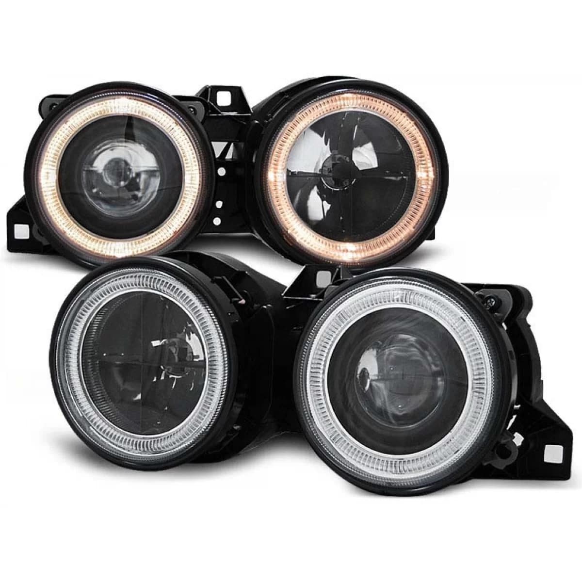 Tuning headlight set with halogen angel eyes suitable for BMW 3 E30 11.1982-06.1994 sedan/coupe/cabriolet/estate, left and right