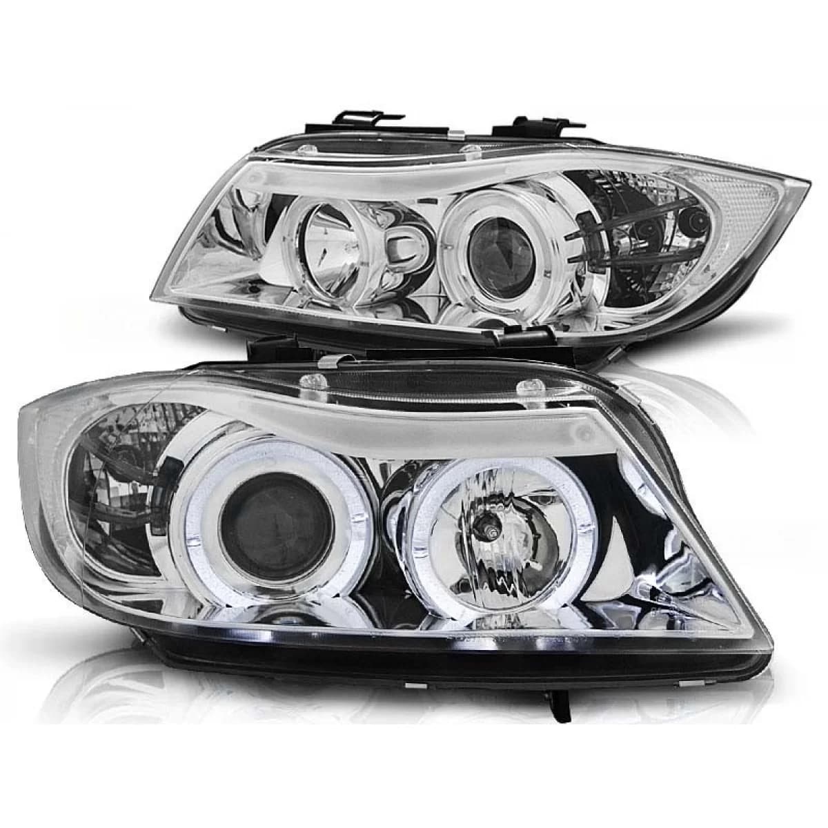 Tuning headlight kit with halogen angel eyes suitable for BMW 3 E90/E91 03.2005-08.2008, left and right