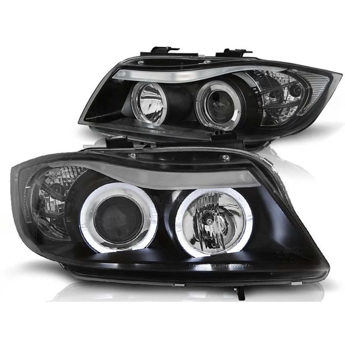 Tuning headlight kit with halogen angel eyes suitable for BMW 3 E90/E91 03.2005-08.2008, left and right